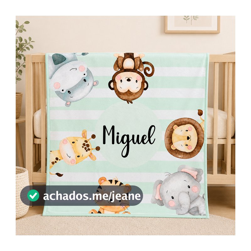 Manta para Bebê Personalizada com Nome Menino Tipo Cueiro Malha Leve Estampada Frente e Verso