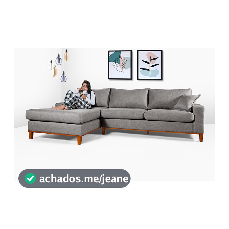 Sofá California 4 Lugares Living Linho Chaise Direita