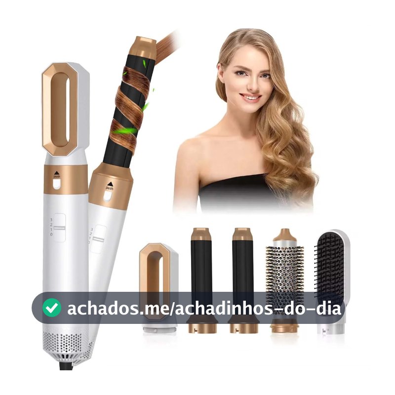 Escova Secadora 5 em 1 Modeladora Profissional Alisadora de Cabelo Anti Frizz INVICTUS