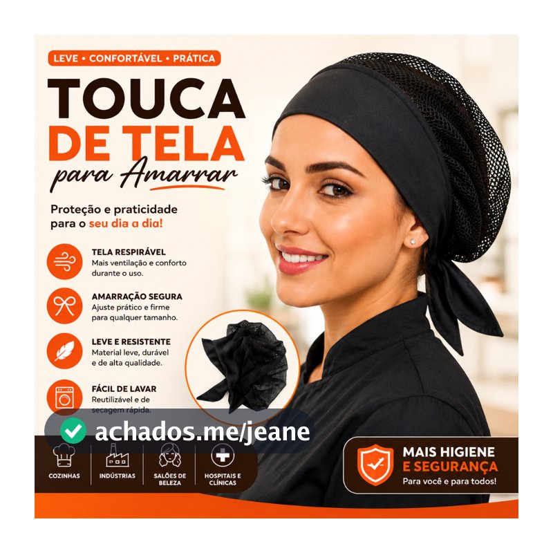 Touca Tela Lavável Ajustável Confortável Higiene Segurança Uniforme Cozinha Restaurante Pizzaria Fast Food Food Truck