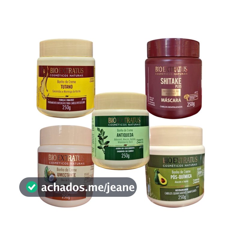 Kit Cronograma Capilar Completo Bioextratus 5 Máscaras 250g Hidratação Nutrição Reconstrução Profiss