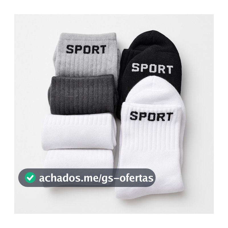 12 Pares de Meias Cano Alto Algodão Unissex 37-46