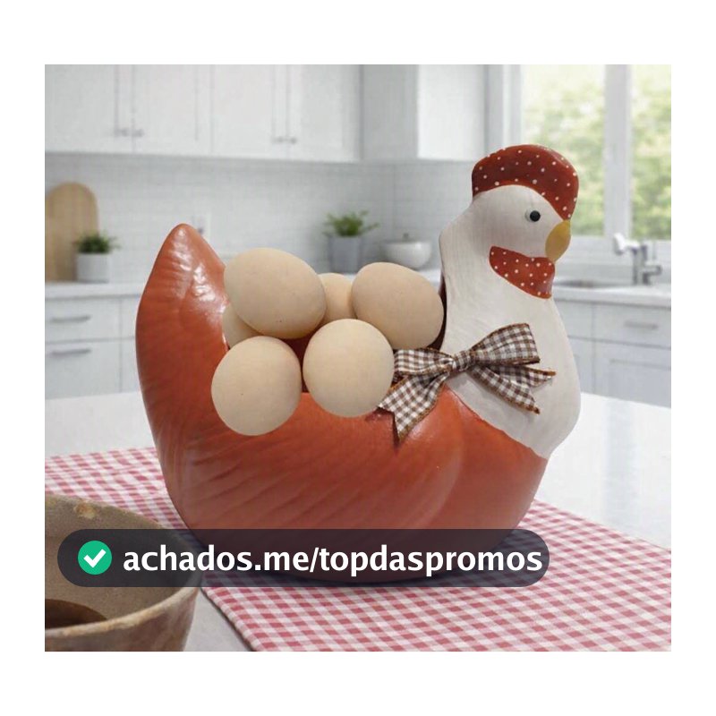 Galinha Elegance Aberta Porta Ovos Grande em Ceramica - Ferrugem