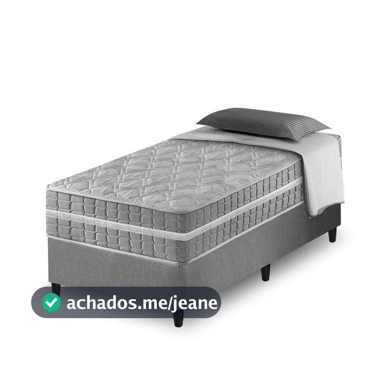 Cama Box Solteiro King Cinza + Colchão Molas Ensacadas Zidi Alabama 96x203x61cm