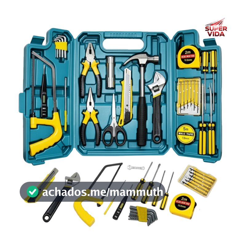 Kit Jogo De Ferramentas 27 Peças Com Maleta Chaves Allen Alicate Martelo Completos