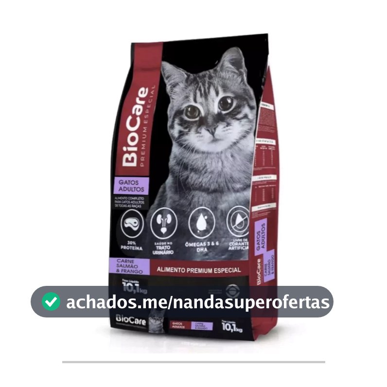 Ração Gatos Adultos Biocare Selection Salmão, Carne e Frango 10,1kg