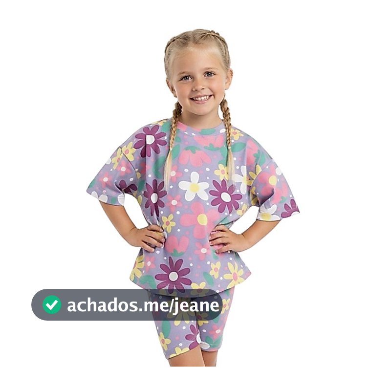 Conjunto Infantil Menina – Camiseta Oversized e Bermuda Biker | Estampados e Cores Lisas (Tam. 2-12)