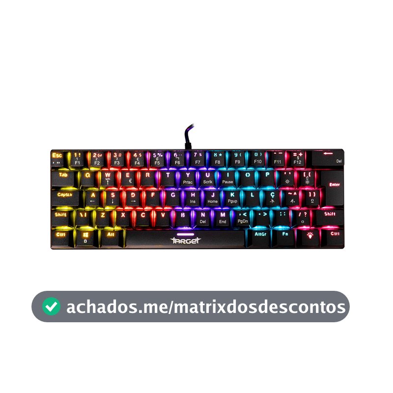 Teclado Mecanico TGT Sherman V3 C1, Rainbow, ABNT2, Switch Marrom, Preto, TGT-SHRC-BR01
