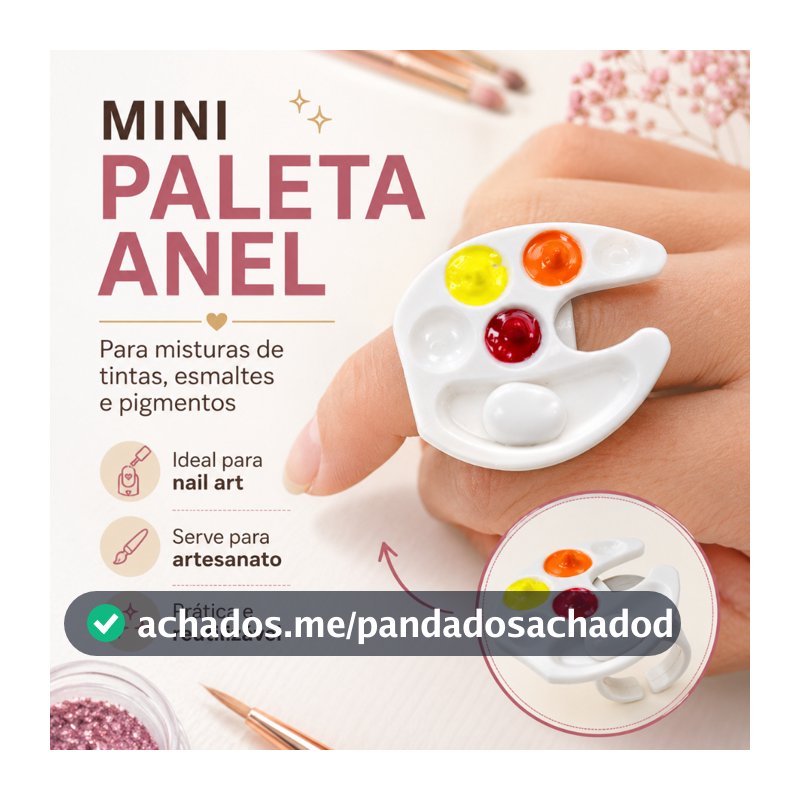 Kit Mini Paleta de Mistura Anel para Tintura, Nail Designer, Manicure e Arte em Unhas e Pintura
