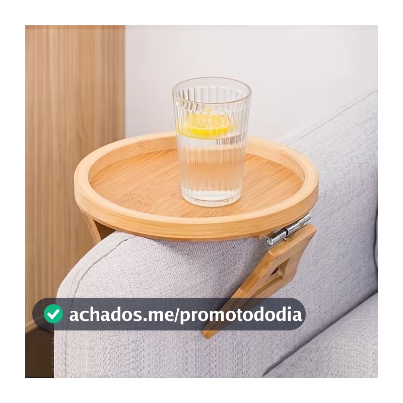 Bandeja Redonda Dobrável para Braço de Sofá 25cm