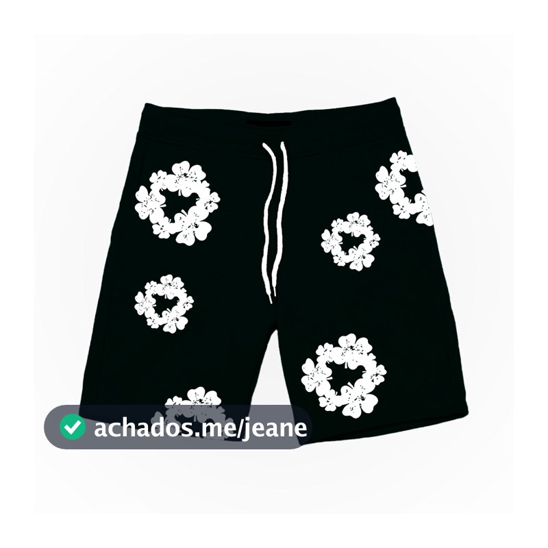 Bermuda Masculina Ready Made Denim Streetwear 100% Algodão Flores