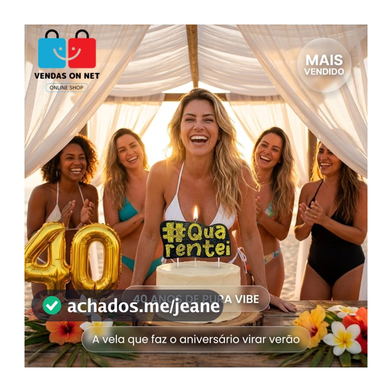 Vela de Aniversário 40 Anos #Quarentei Glitter Parafina Bolo Decorativo Decoração Festa