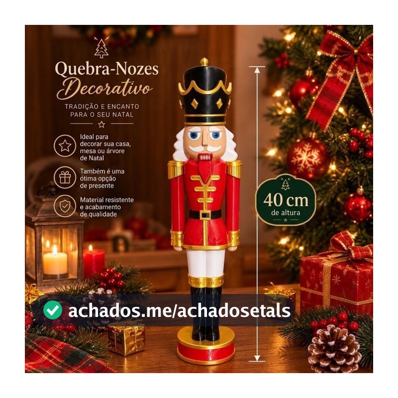 Quebra-Nozes de Natal Decorativo 40CM| Enfeite Natalino Clássico | Decoração de Natal | Presente Natalino| impressão 3d