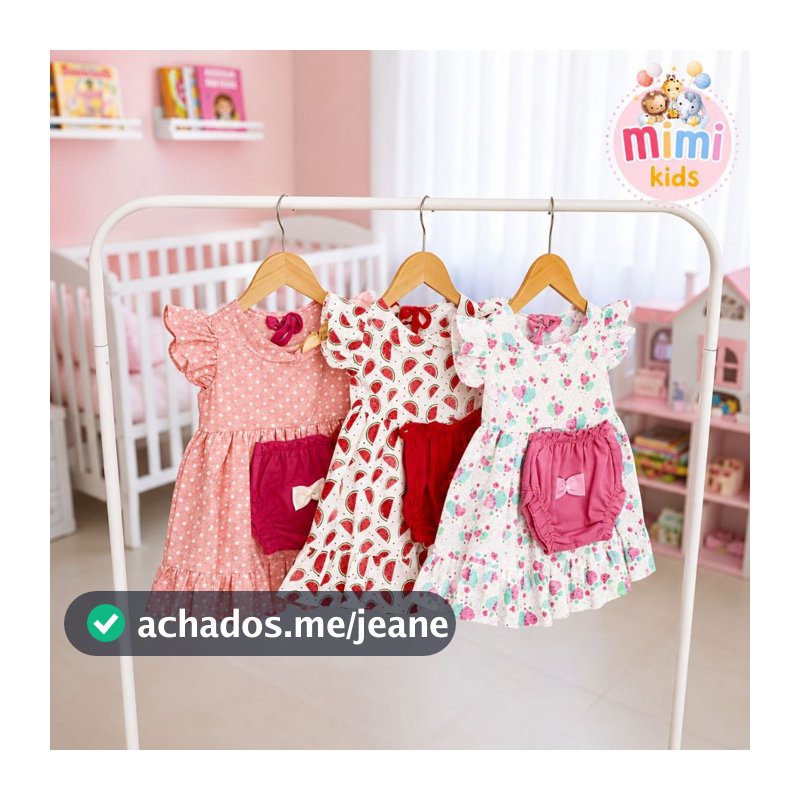Vestido Infantil Menina Kit 3 Peças Conjunto Feminino Criança Pronta Entrega 0 a 4 Meses Sortidas