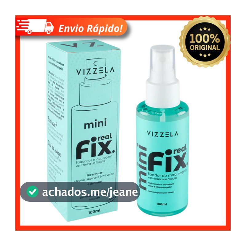 Mini Fixador de Maquiagem Real Fix Vizzela 100ml - Alta Concentração, Durabilidade e Resistência