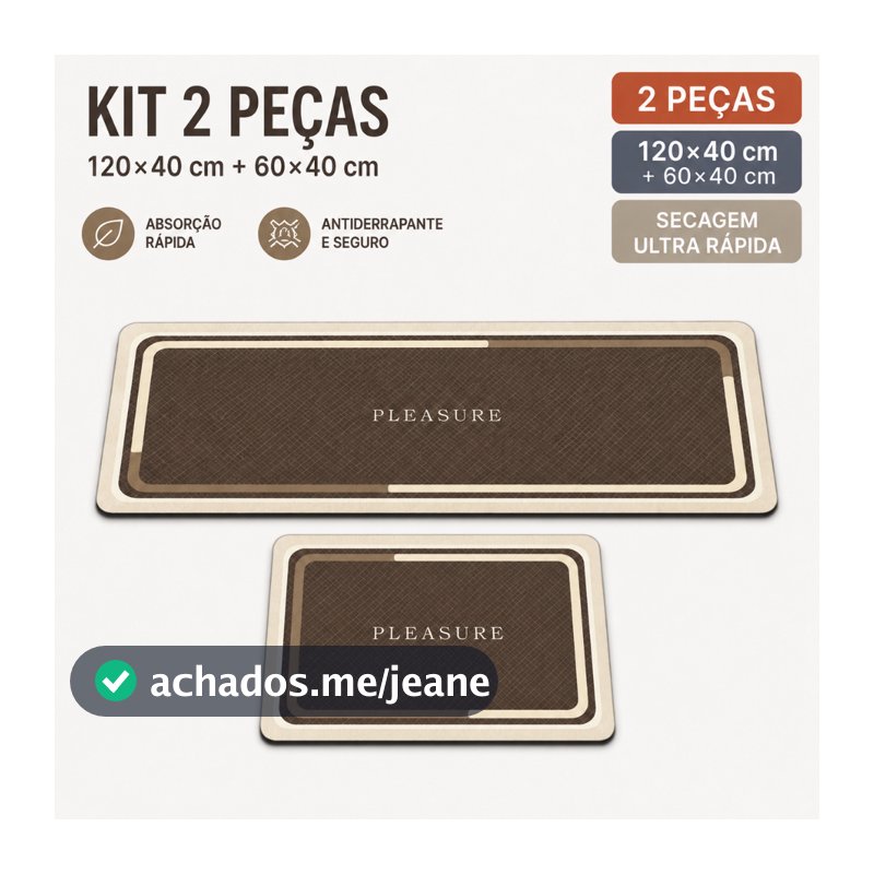 2 PCS Tapete de Cozinha Emborrachado - Resistente, Antiderrapante e Fácil de Limpar, 120x40cm + 60x40cm