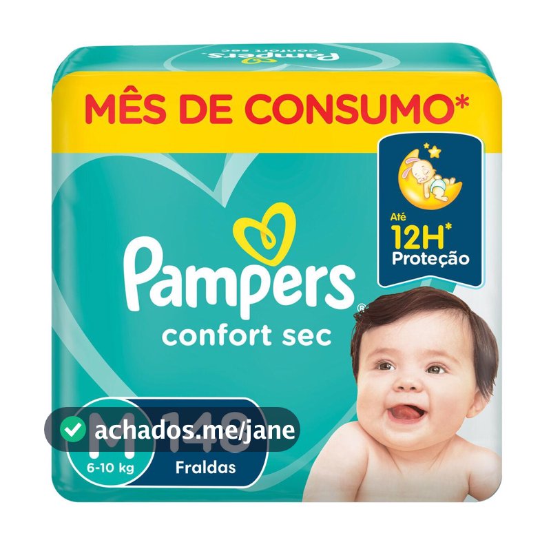 Fralda Pampers Confort Sec Jumbo Plus M com 148un