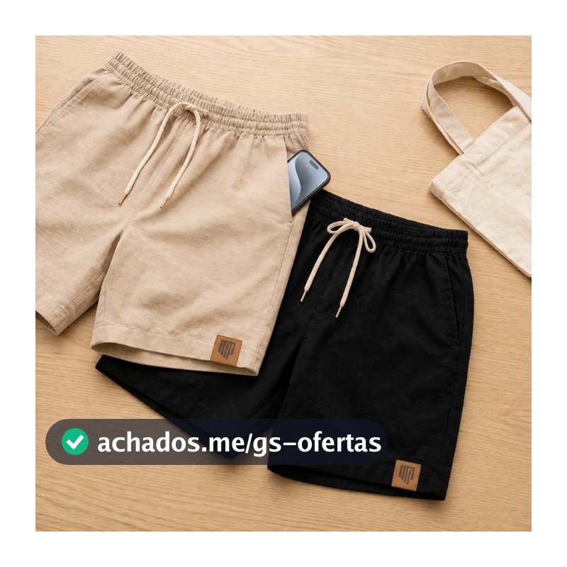 Kit 2 Shorts Linho Masculino Mauricinho Old Money Style Luxo Tendência 2026 Novas Cores