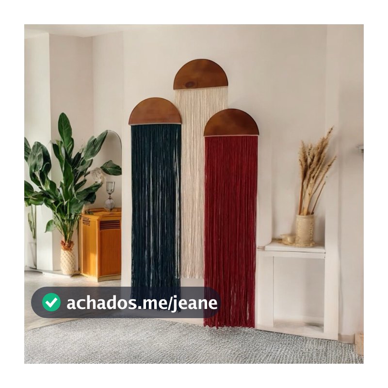 Trio Painel Decorativo em Macrame  Quadros decorativos Quadros decorativos Macramê Decoração sitio decoração para rancho