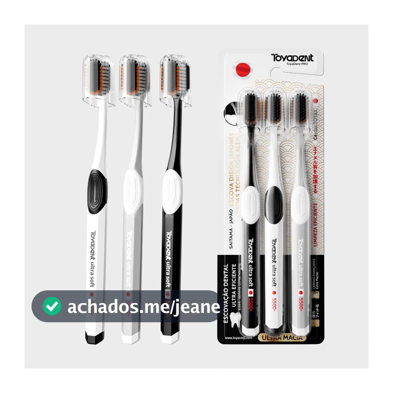 Escova Dental Profissional Toyadent Pro - Kit 3 Unid. | 5500+ Cerdas Alemãs, Carvão Ativado