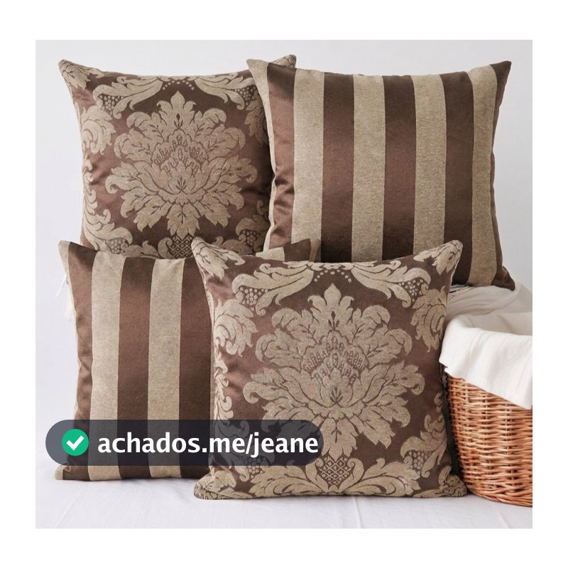 04 Capas para Almofadas Decorativas Jacquard Tradicional 45x45cm C/ Zíper Invisível
