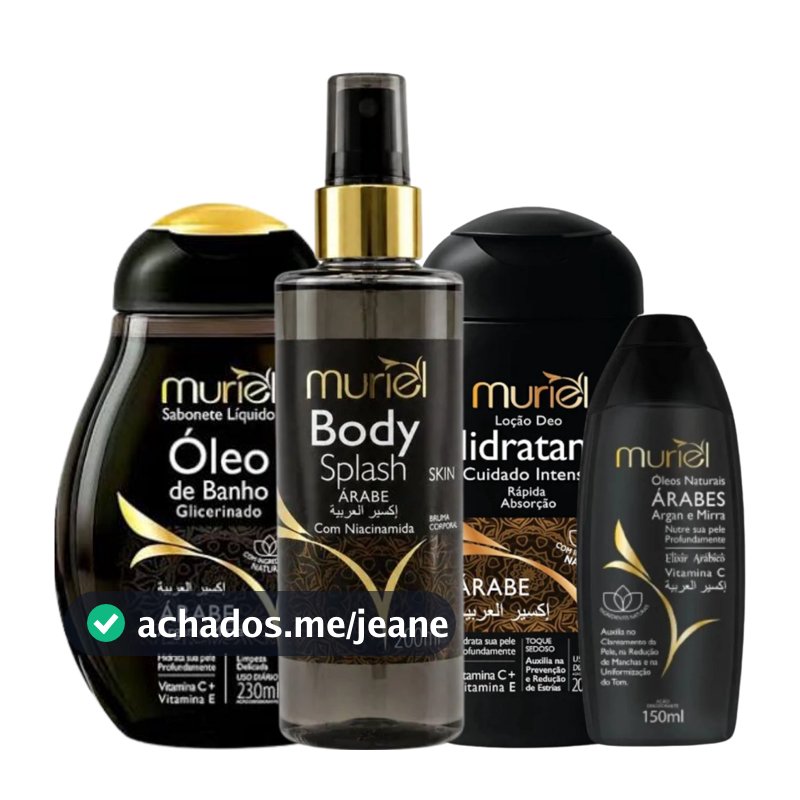 Kits Muriel Óleo De Banho Sabonete Liquido, Body Splash, Hidratante e Óleo Corporal