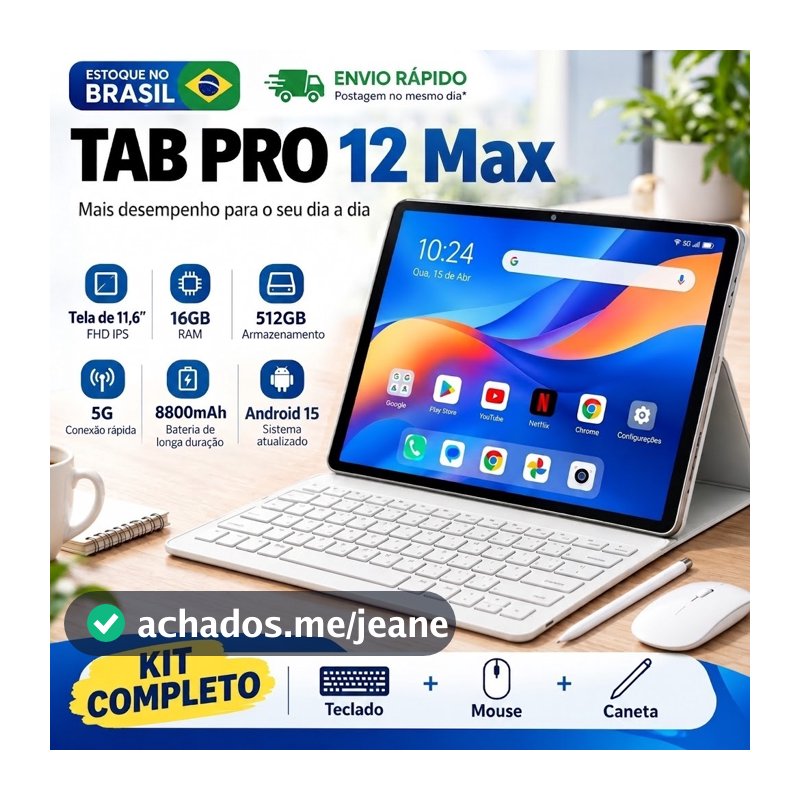 Tablet Hancdon PRO12 Max 11.6" FHD 16GB+512GB Android 15 8800mAh 5G Estoque Brasil Envio Rápido Kit Teclado Mouse Caneta