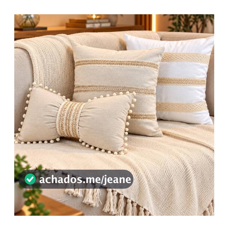 Kit 3 Almofadas Cheias Estilo Boho Chic com Laço – Exclusivo Sofa Cama Posta