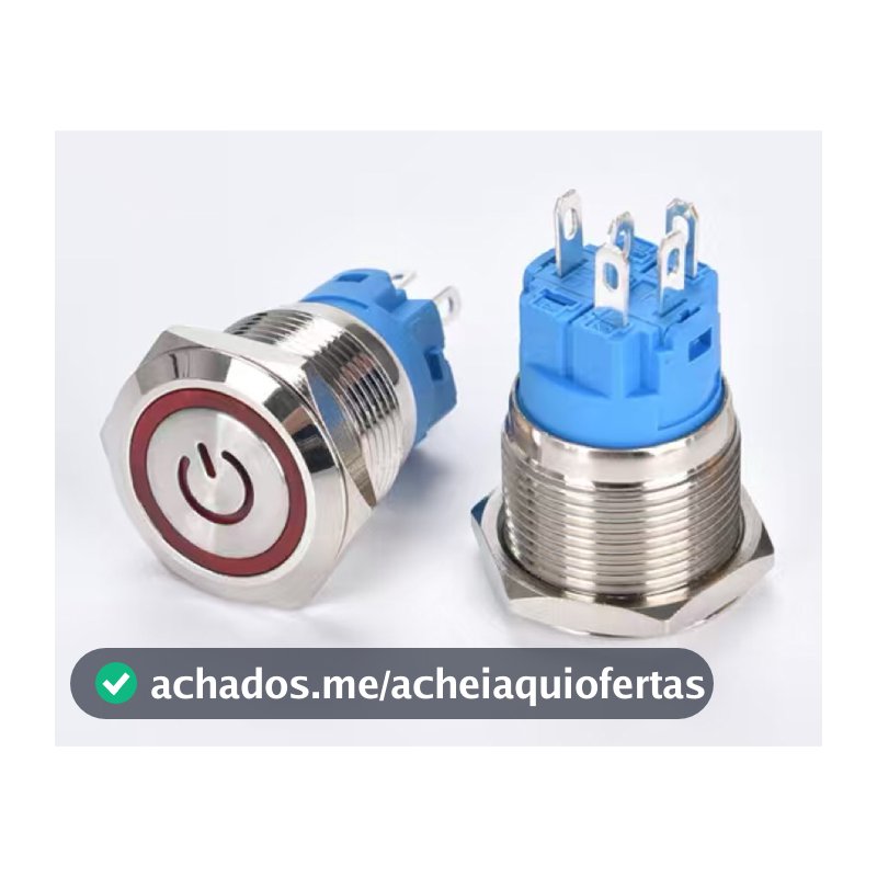 Botão Power Led liga e desliga 01 Unidade 16mm 12V auto-travante Som automotivo