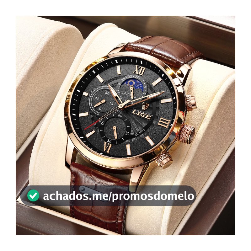 LIGE quartzo negócio relógio masculino para menino moda multifuncional discar relógio masculino a prova d água + caixa