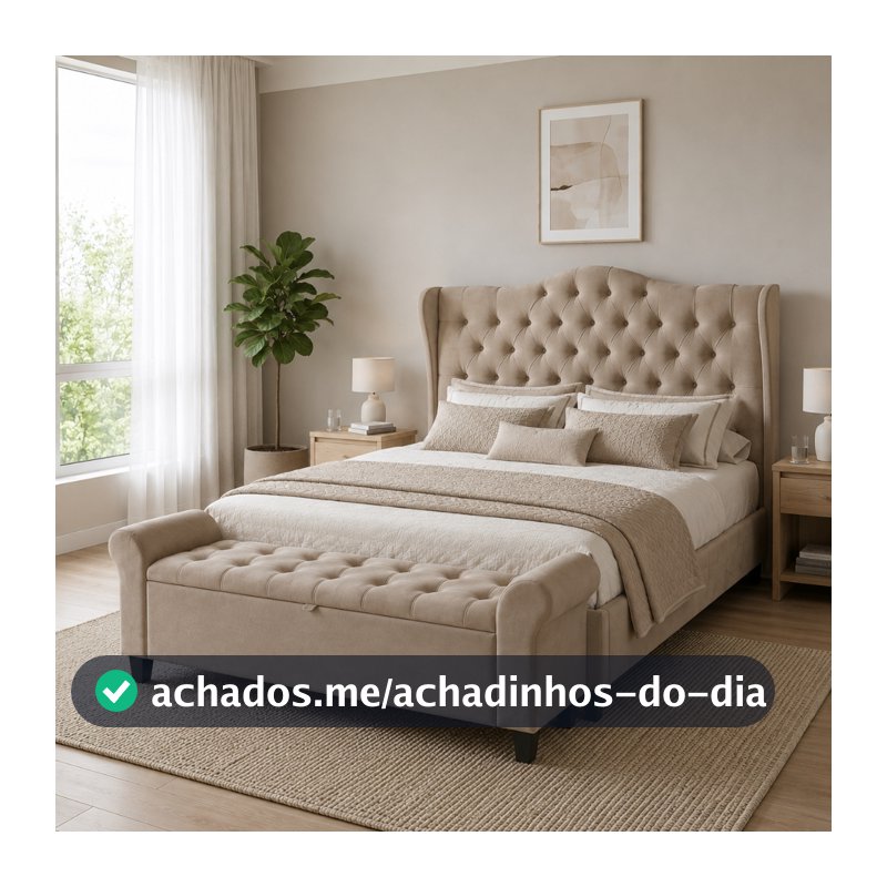 Conjunto Elegante Para Cama Box Casal/Queen/King Cabeceira e Baú Recamier Capitonê Dubai - LH Móveis