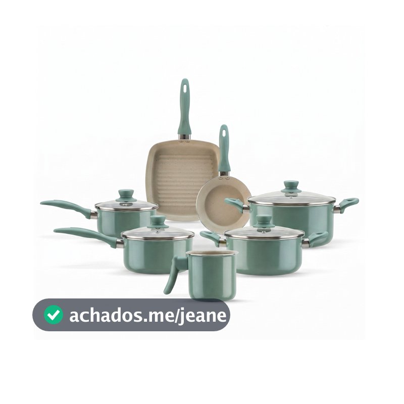 Jogo de Panelas Brinox Antiaderente Ceramic Life Easy 7 Peças Verde Jade