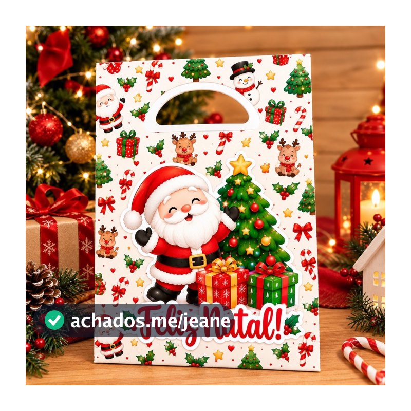 Sacolinha Surpresa Tema NATAL PAPAI NOEL para Lembrancinhas Pegue e Monte
