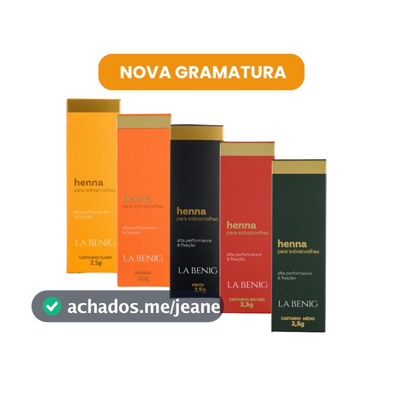 Henna Sobrancelhas La Benig 2,5g e 1,25g Alta Fixação Profissional todas as cores Promoção