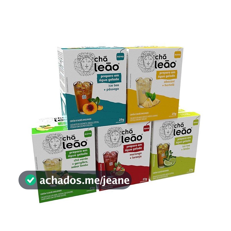 Kit Chá Leão Preparo Água Gelada 5 Caixas 10 Sachês Cada