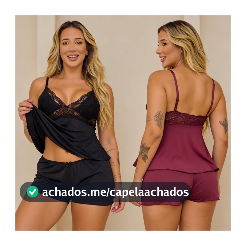 Kit 2 Babydoll Feminino Com Detalhes Em Renda Roupa De Dormir Short Doll Conforto Pijama Adulto