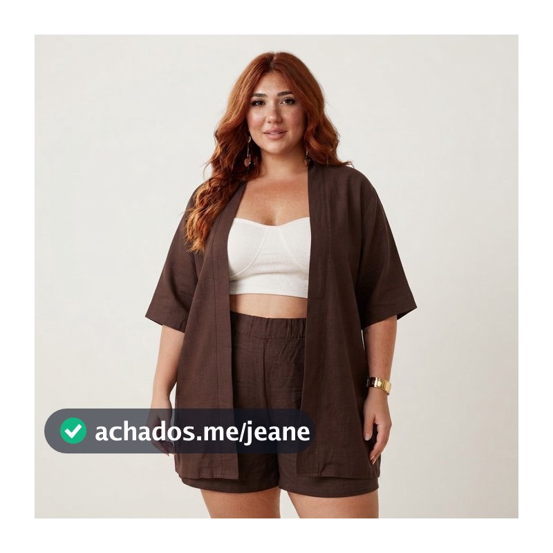 Conjunto Plus Size 2 Peças (Kimono + Short) | Elegante, Confortável, Do GG ao G4
