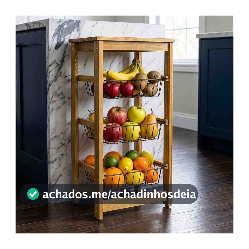 Fruteira Decoração rustica Casa nova Fruteira de cozinha Cesto de madeira Multiuso