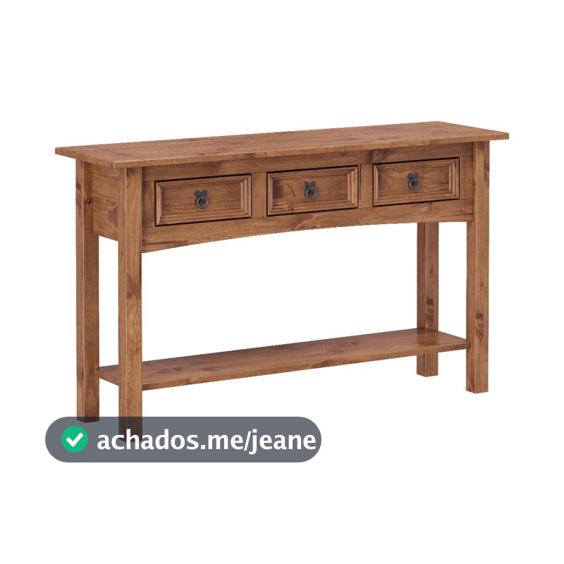 Aparador de Madeira 3 Gavetas 120cm com Prateleira para Sala Hall Carvalho