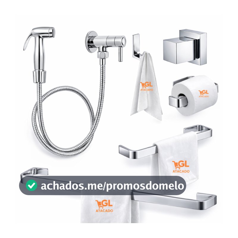Kit Banheiro Completo Cromado Luxo 4 Peças + Ducha Higiênica Alta Pressão Chuveirinho + Acabamento De Registro Luxo