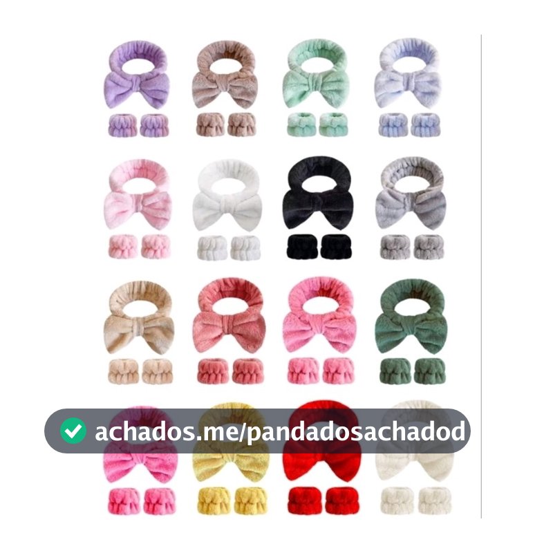 KIT 3PCS FAIXA DE CABELO E PUNHO PARA SKINCARE MAQUIAGEM