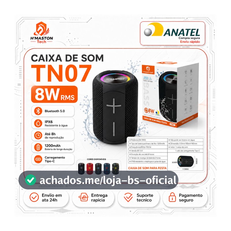 H'maston TN07 Caixinha De Som Bluetooth Caixa De Som Blootooth Caixa De Som Bluetooth Portátil Som Caixa Bluetooth IPX6