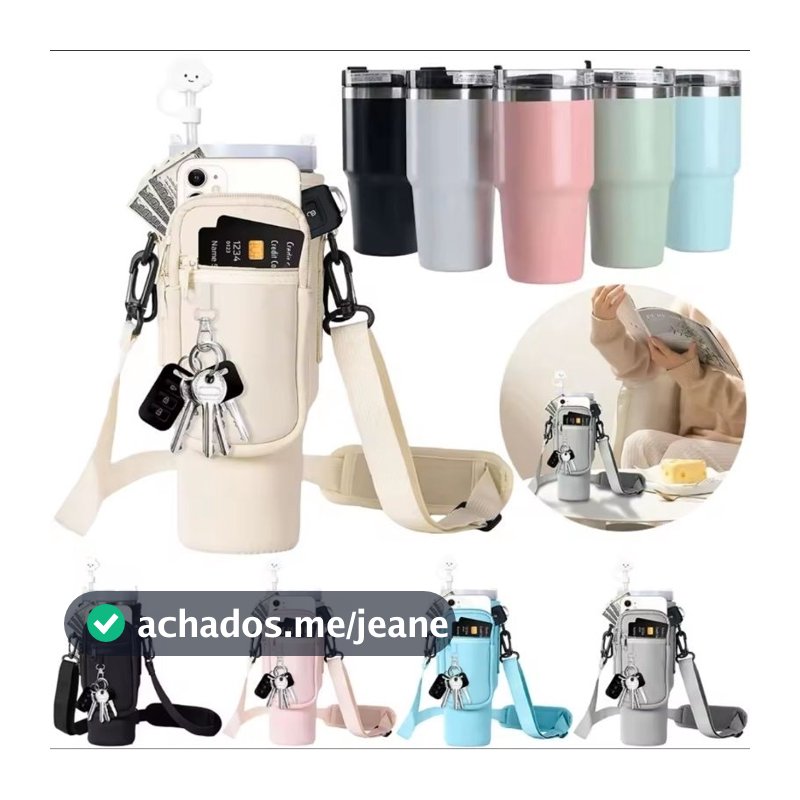 Bolsa porta-garrafas de água compatível com copo Stanley 40oz 1134ml para celular chaveiro com alça