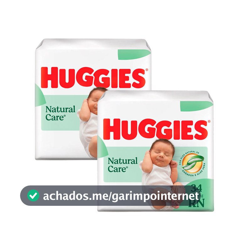 Kit 2 Fralda Premium Huggies Natural Care RN 34 Unidades