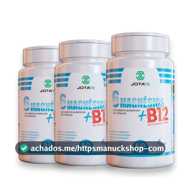 Suplemento 6 Magnésios com Vitamina B12 Metilcobalamina 60 Cápsulas - Envio Imediato