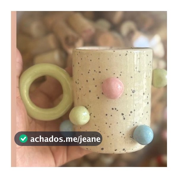 caneca bolinhas , xícara ,  chá café artesanal cerâmica 280ml