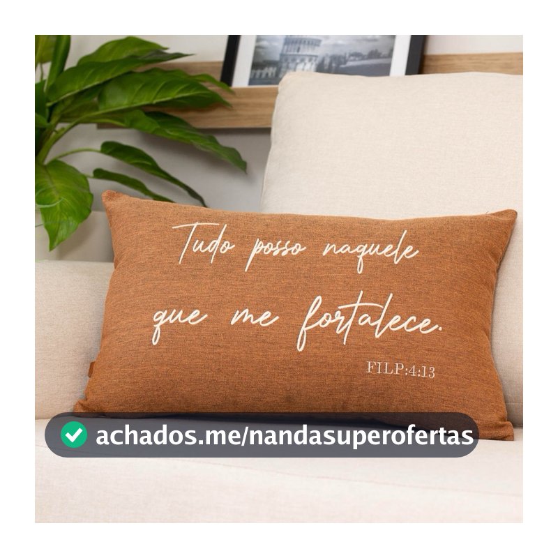 Almofada Rineira Baguete 50x30cm Luxo Bordado Frase Bíblica