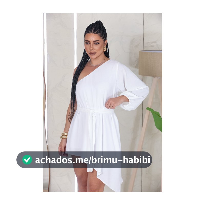 Vestido Feminino Assimétrico Manga Única Com Cinto Para Amarração Moda Réveillon Ano Novo