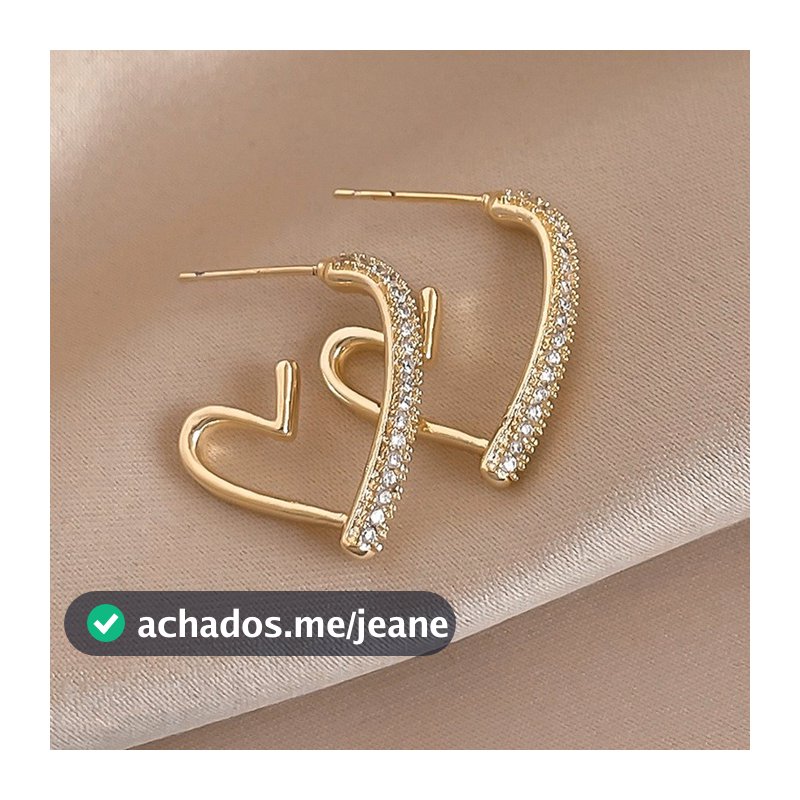 Brincos Em Forma De C Da Moda Com Argolas De Ouro Simples Para Mulheres Minimalistas De Coração De Cristal Meninas Novos