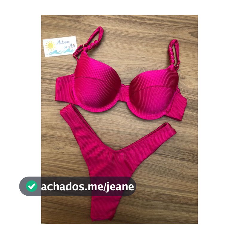 Biquini meia taça canelado c/ detalhes na alça